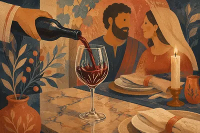 Elegant Red Wine Pour in Crystal Glass