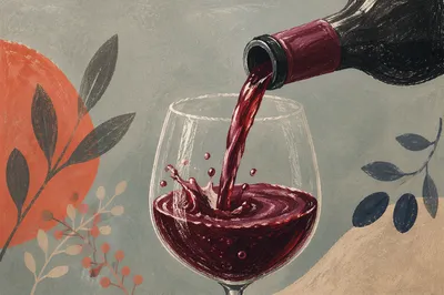 Elegant Red Wine Pour in Glass
