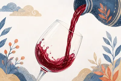 Elegant Red Wine Pour in Glass