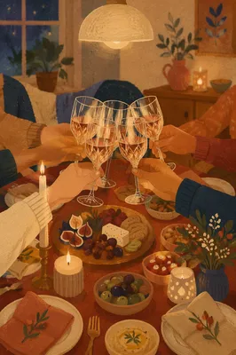 Elegant Wine Glasses Toast at Dinner