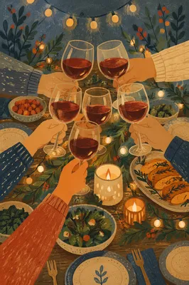 Warm Wine Toast at Holiday Dinner