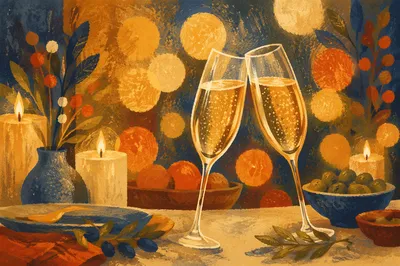 Champagne Toast at Candlelit Dinner