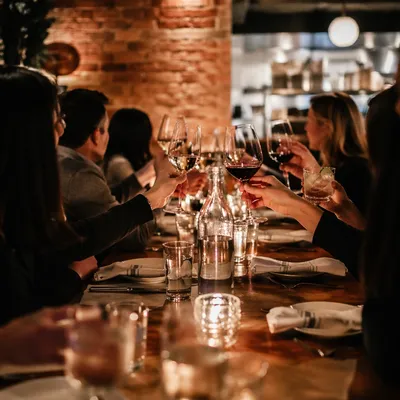 Warm Bistro Dinner Toast Celebration