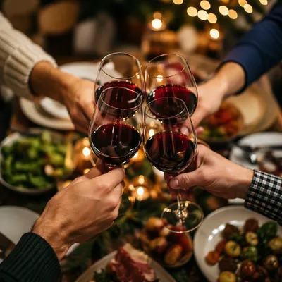 Warm Wine Toast at Holiday Dinner