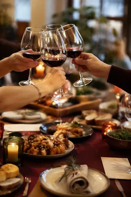 Elegant Wine Glass Cheers at Dinner