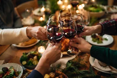 Warm Wine Toast at Holiday Dinner