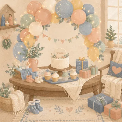 Pastel Baby Shower Holiday Living Room Decor