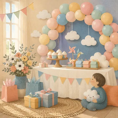 Pastel Baby Shower Party Living Room Decor