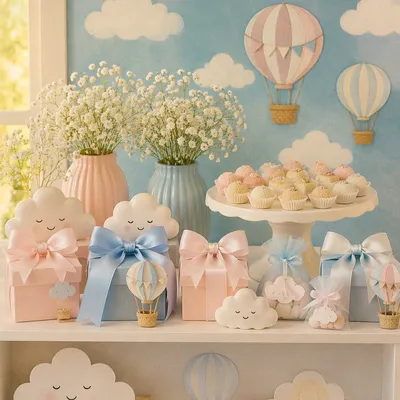Pastel Baby Shower Dessert Table Display