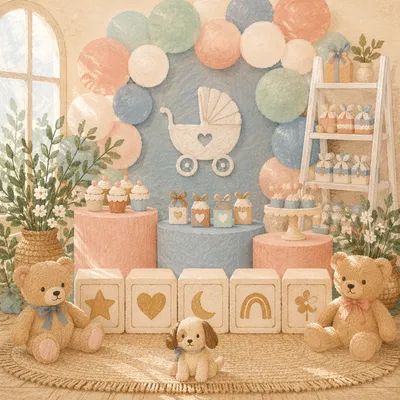 Pastel Baby Shower Dessert Party Display