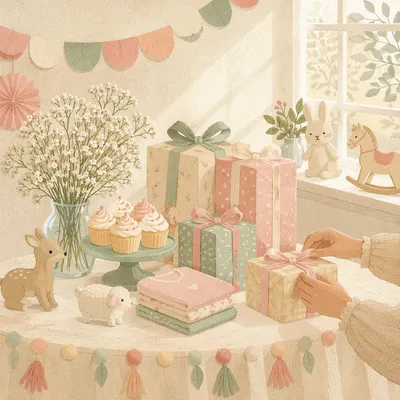 Pastel Holiday Baby Shower Table Decor
