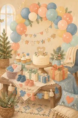 Pastel Baby Shower Holiday Living Room Decor