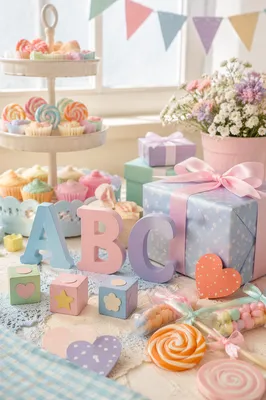 Pastel Baby Shower Dessert Table Decor