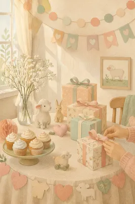 Pastel Holiday Baby Shower Table Decor