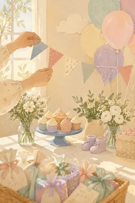 Pastel Baby Shower Fellowship Room Decorations
