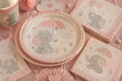 Pastel Baby Shower Decorations with Elephant Motifs