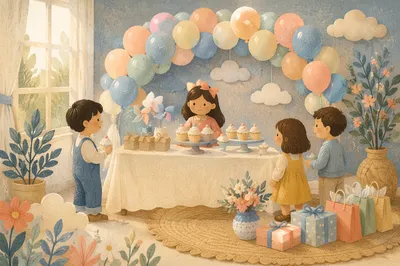 Pastel Baby Shower Living Room Celebration