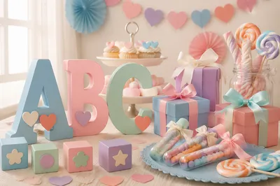 Pastel Baby Shower Dessert Table Decor