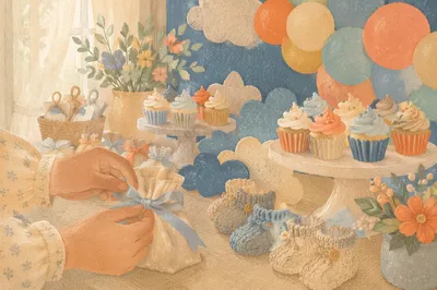 Pastel Baby Shower Fellowship Room Decor