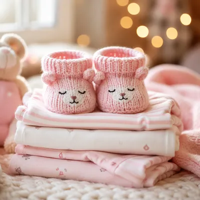 Pastel Baby Shower Booties with Fairy Lights
