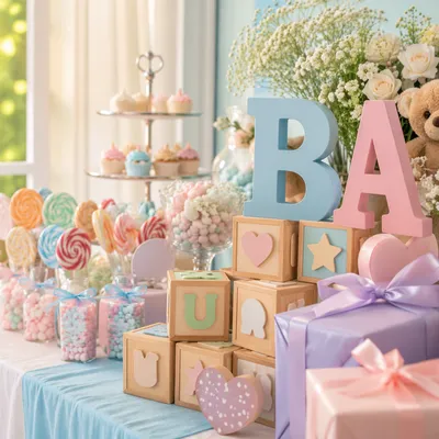 Pastel Baby Shower Dessert Table Decor