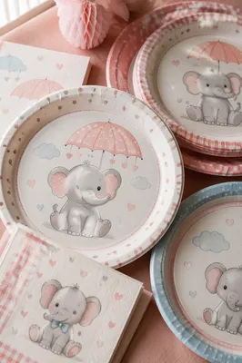 Pastel Elephant Baby Shower Decorations