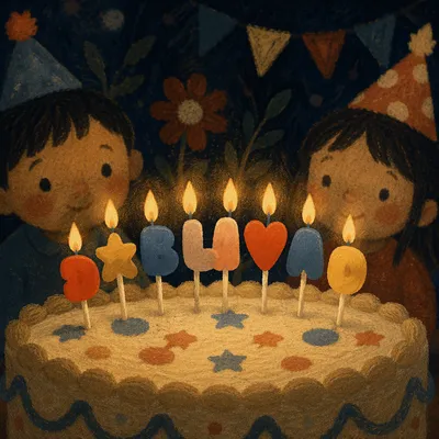 Glowing Birthday Cake Candles Celebration