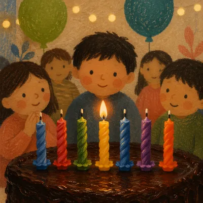 Colorful Birthday Candles on Chocolate Cake