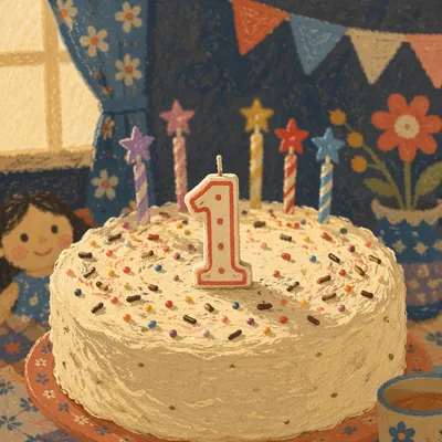 Cozy Birthday Cake with Celebration Candles