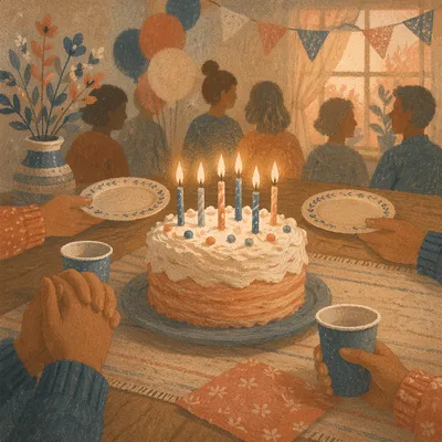 Candlelit Birthday Prayer Around Homemade Cake