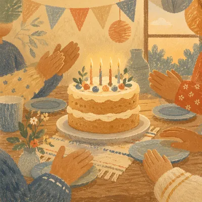 Warm Church Fellowship Birthday Cake Celebration