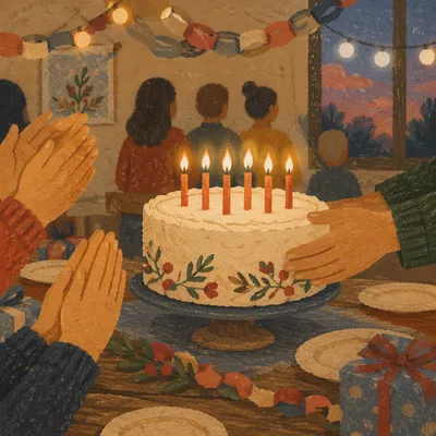 Cozy Winter Birthday Cake Celebration