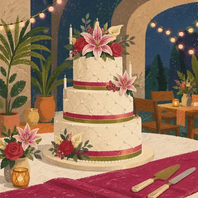 Elegant Floral Birthday Cake with Candles