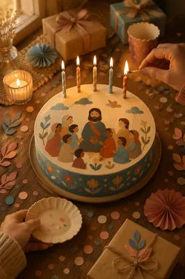 Cozy Birthday Cake Candle Celebration Scene