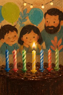 Colorful Candles on Chocolate Birthday Cake