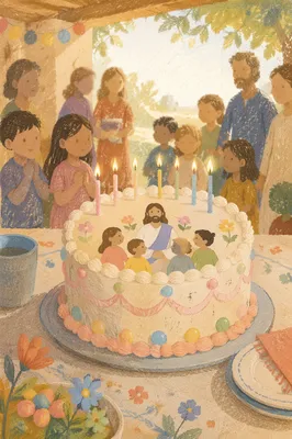 Lit Birthday Candles on Frosted Cake