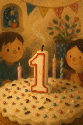 Warm Birthday Cake Candle Celebration Close-Up