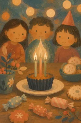 Warm Birthday Candles on Holiday Party Table