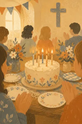Church Fellowship Birthday Cake Celebration