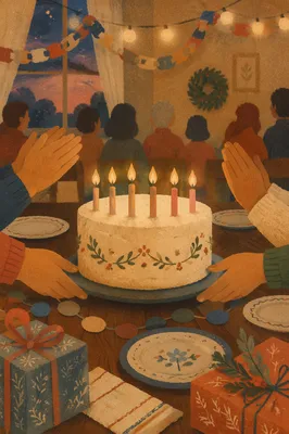 Cozy Winter Birthday Cake Celebration