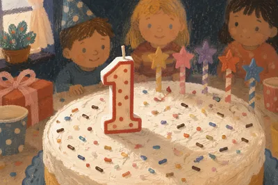 Cozy Birthday Cake With Celebration Candles