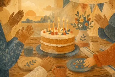 Cozy Birthday Cake Celebration With Candles