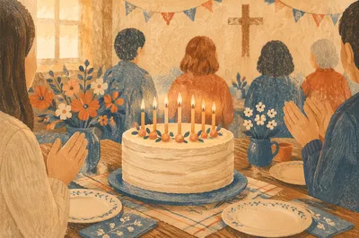 Church Fellowship Birthday Cake Celebration