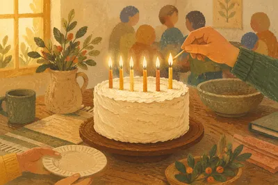 Cozy Fellowship Birthday Cake Celebration