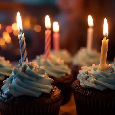 Birthday Cupcakes with Glowing Party Candles