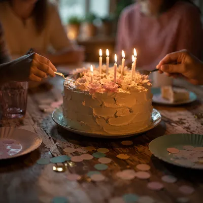 Glowing Birthday Cake Candles at Cozy Party