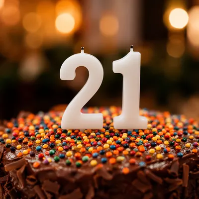 21st Birthday Cake With Rainbow Sprinkles