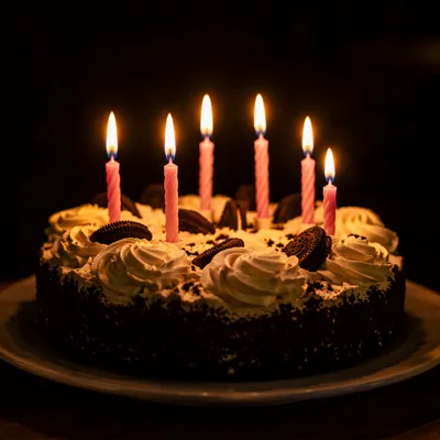 Glowing Birthday Cake Candles Celebration