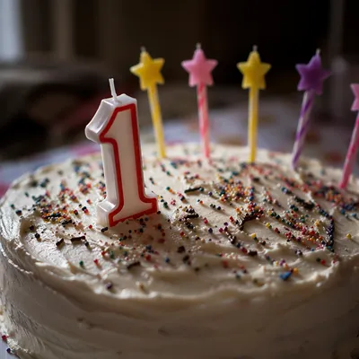 Homemade Birthday Cake with Celebration Candles