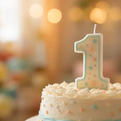 Pastel Birthday Cake Candle Celebration